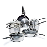 CC002403-001 - Venice Pro 14PC COOKWARE SETS, STAINLESS STEEL/BLACK - Product Image 1