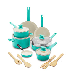Rio 17pc Cookware Set, Turquoise | Healthy Ceramic Non-stick Cookware ...