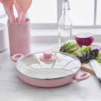 CC004871-001 - GreenLife Soft Grip SOFT GRIP GRILL PAN WITH LID, PINK - 28CM - Product Image 3