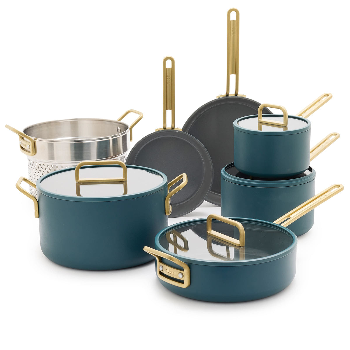 Stanley Tucci™<br> Ceramic Non-stick 11-Piece Cookware Set | Venetian Teal