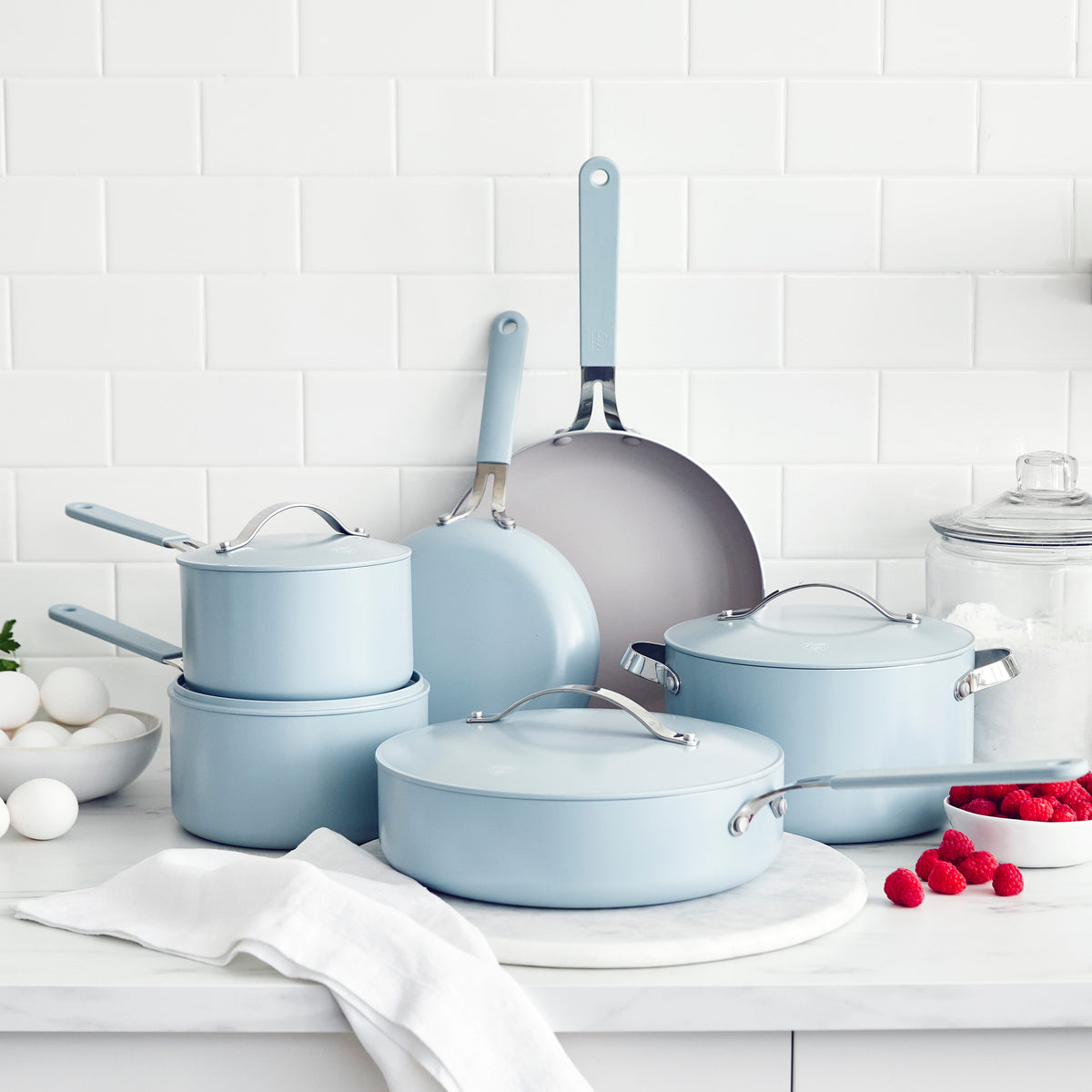 GreenLife Dream 11pc Cookware Set, Blue Haze