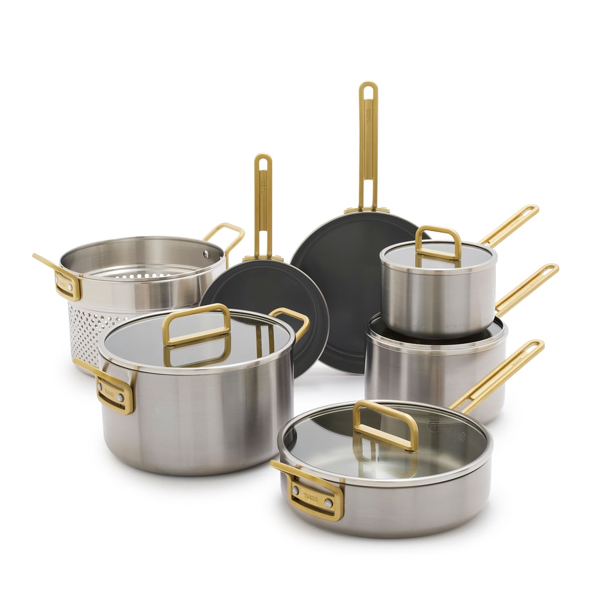 CC009001-102 - Tucci Stanley Tucci Ceramic Non-Stick 11 PC Cookware set Stainless Steel - Product Image 1