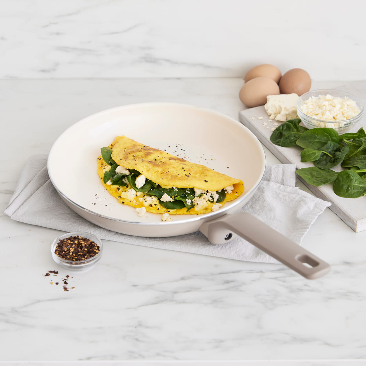 CC009496-101 - Essence GreenPan Essence Frying Pan, Taupe - 24cm - Product Image 2