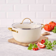 CC010334-103 - Padova Padova Stock Pot With Lid, Cream White - 24cm - Product Image 2