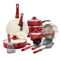 CC001020-002 - GreenLife Soft Grip 16pc Cookware Sets, Red - Product Image 1