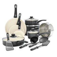 CC001922-001 - GreenLife GREENLIFE SOFT GRIP 16PC COOKWARE SETS, BLACK & CREAM - Product Image 1