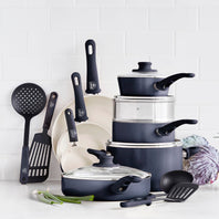CC001922-001 - GreenLife GREENLIFE SOFT GRIP 16PC COOKWARE SETS, BLACK & CREAM - Product Image 2