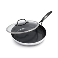 CC002400-001 - Venice Pro Frying Pan with Lid, Stainless Steel/Black - 30cm - Product Image 1