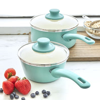 GreenLife Soft Grip 4pc Cookware Sets, Turquoise