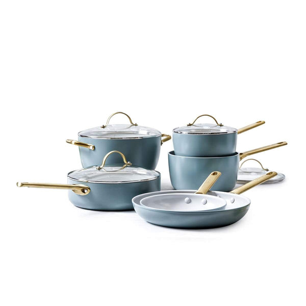 Healthy Non-Toxic PFAS Free Cookware Sets - Padova Ceramic Nonstick 16-Piece Cookware Set | Light Blue by GreenPan