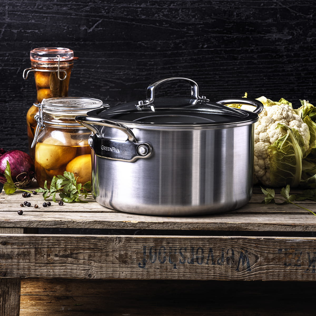 CC004407-001 - Premiere  Stock Pot with Lid, Stainless Steel - 24cm - Product Image 2