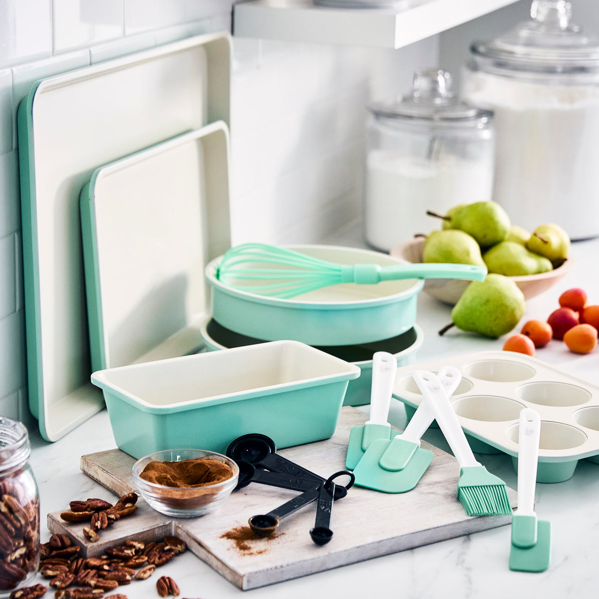 GreenLife Bakeware Ceramic Baking Set, 12pc, Turquoise